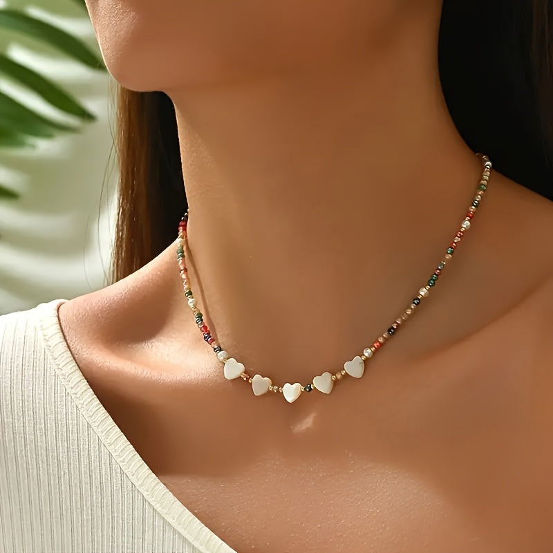 Collier De Perles En Forme De Coeur