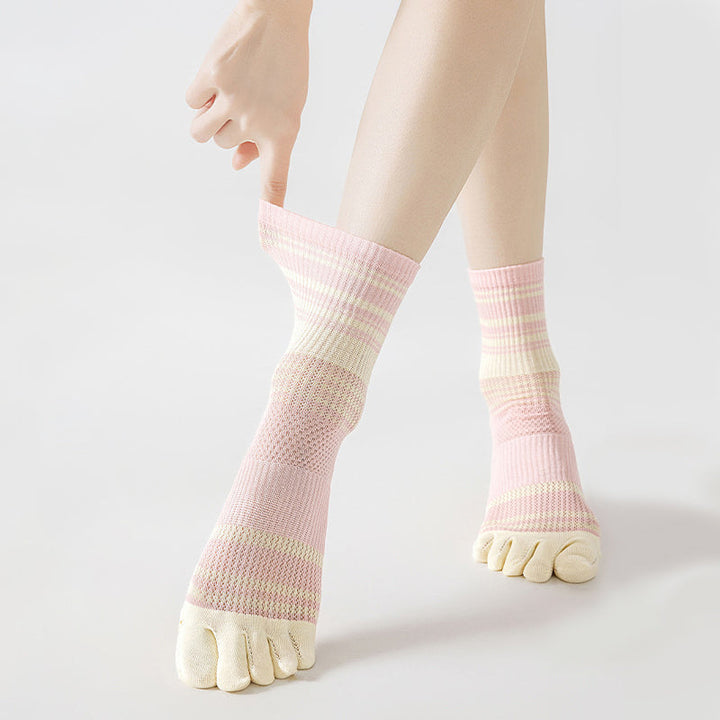 Chaussettes À Cinq Doigts Rayées Et Colorées