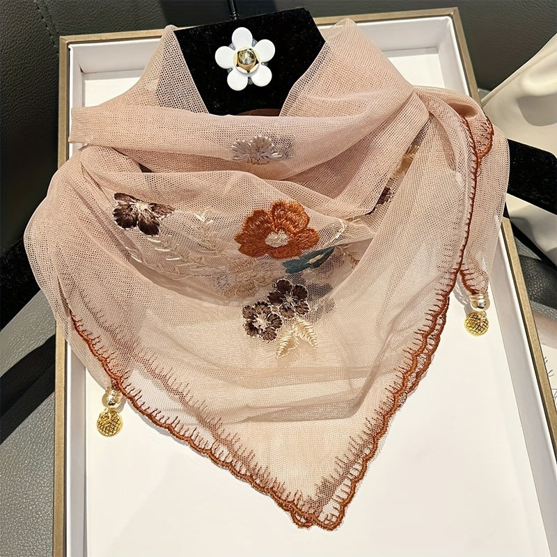 Écharpe Vintage Brodée De Fleurs