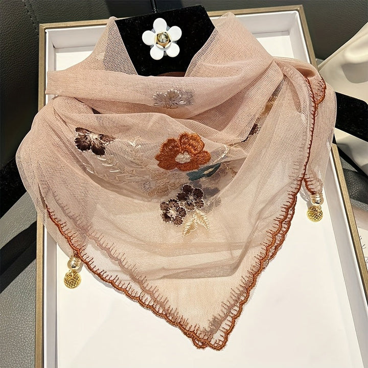 Écharpe Vintage Brodée De Fleurs