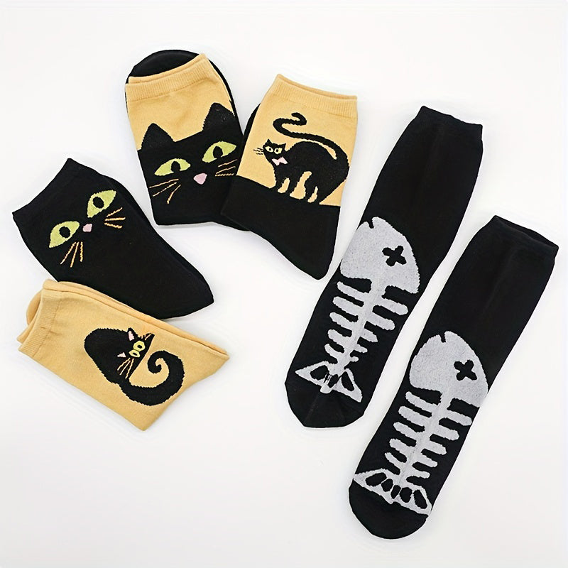 Chaussettes Décontractées À Imprimé Chat