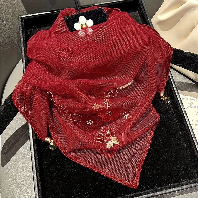 Écharpe Vintage Brodée De Fleurs