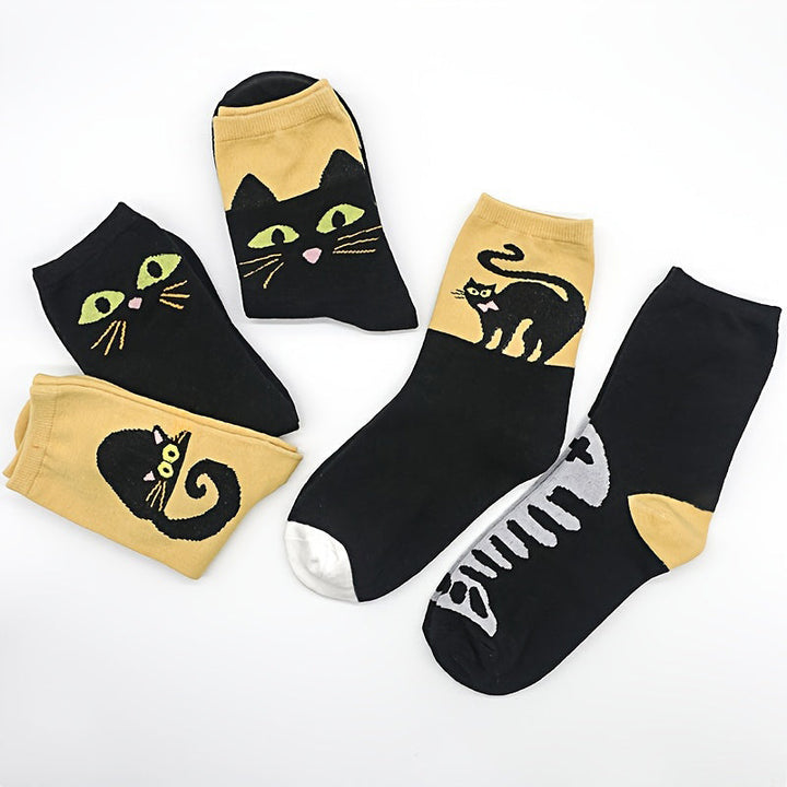 Chaussettes Décontractées À Imprimé Chat