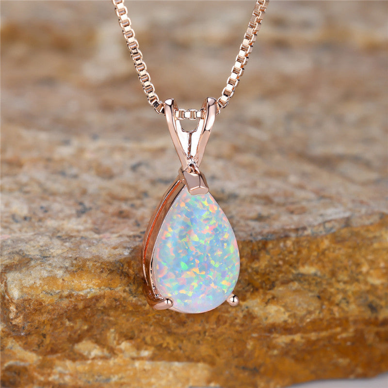 Collier Pendentif Goutte D'Eau Vintage