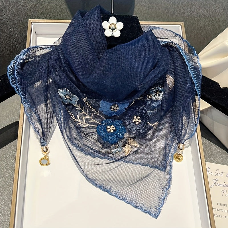 Écharpe Vintage Brodée De Fleurs