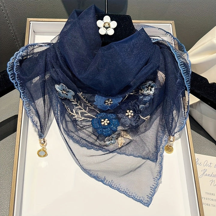 Écharpe Vintage Brodée De Fleurs