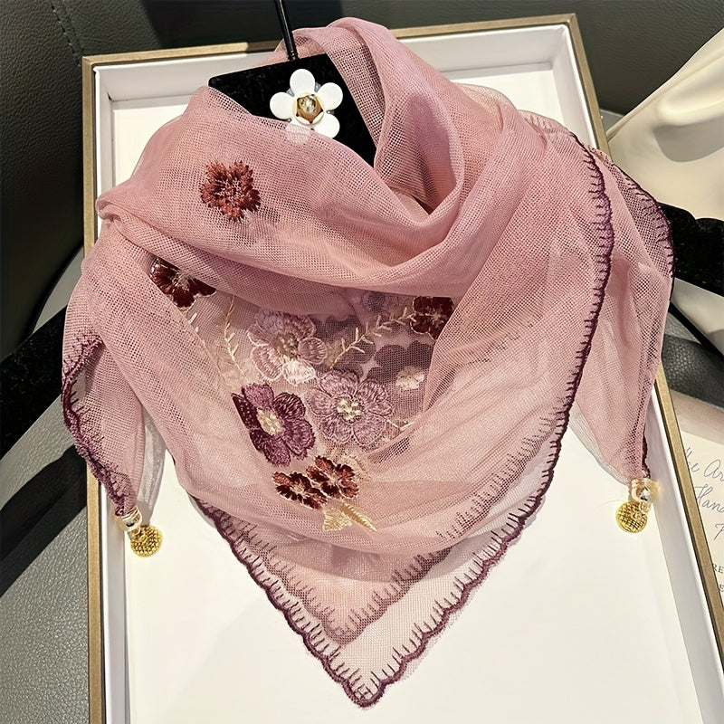 Écharpe Vintage Brodée De Fleurs