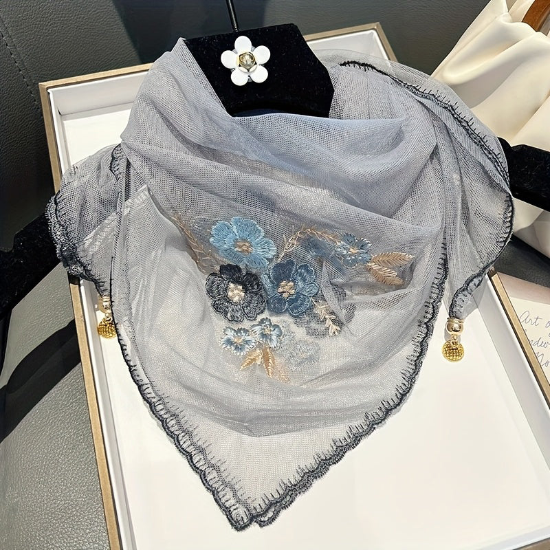 Écharpe Vintage Brodée De Fleurs