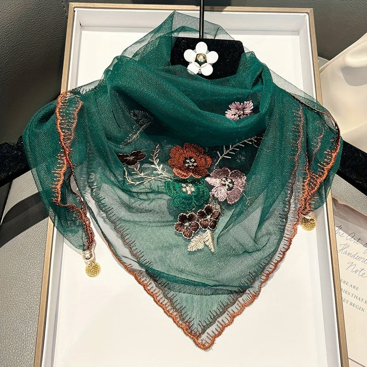 Écharpe Vintage Brodée De Fleurs