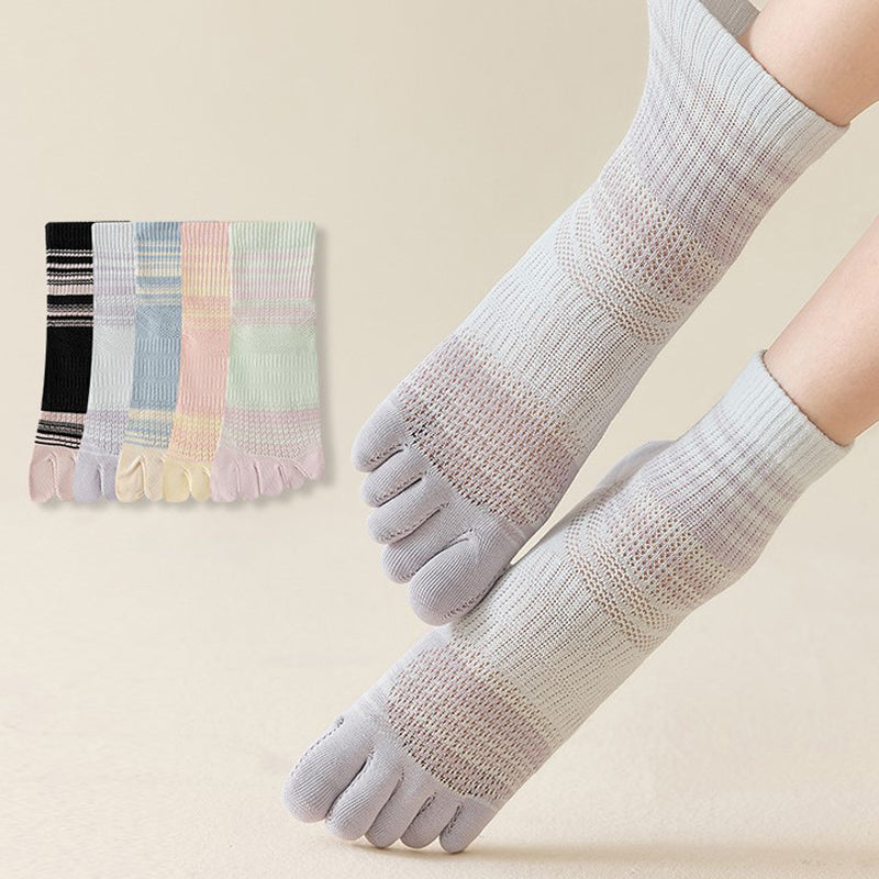 Chaussettes À Cinq Doigts Rayées Et Colorées