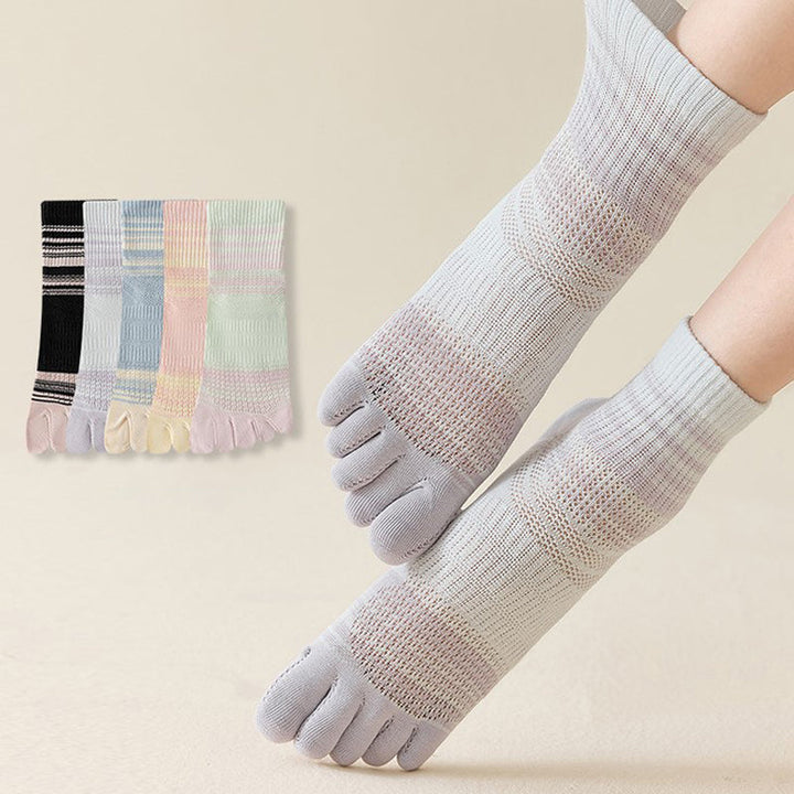 Chaussettes À Cinq Doigts Rayées Et Colorées