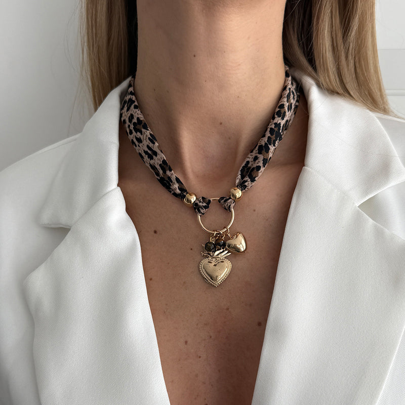 Collier Cœur Léopard