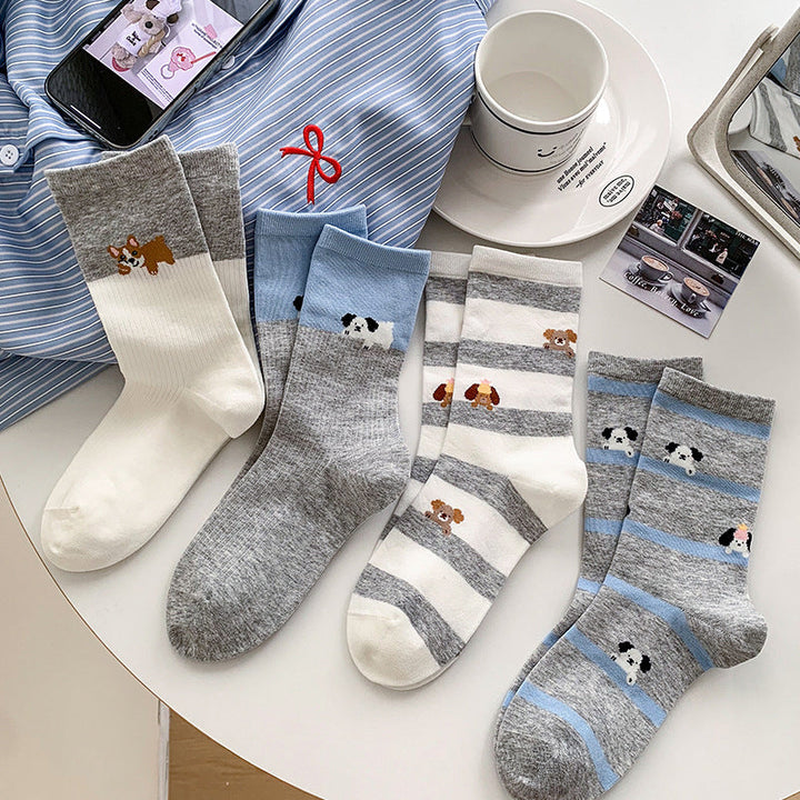 Chaussettes Décontractées À Imprimé Chiot