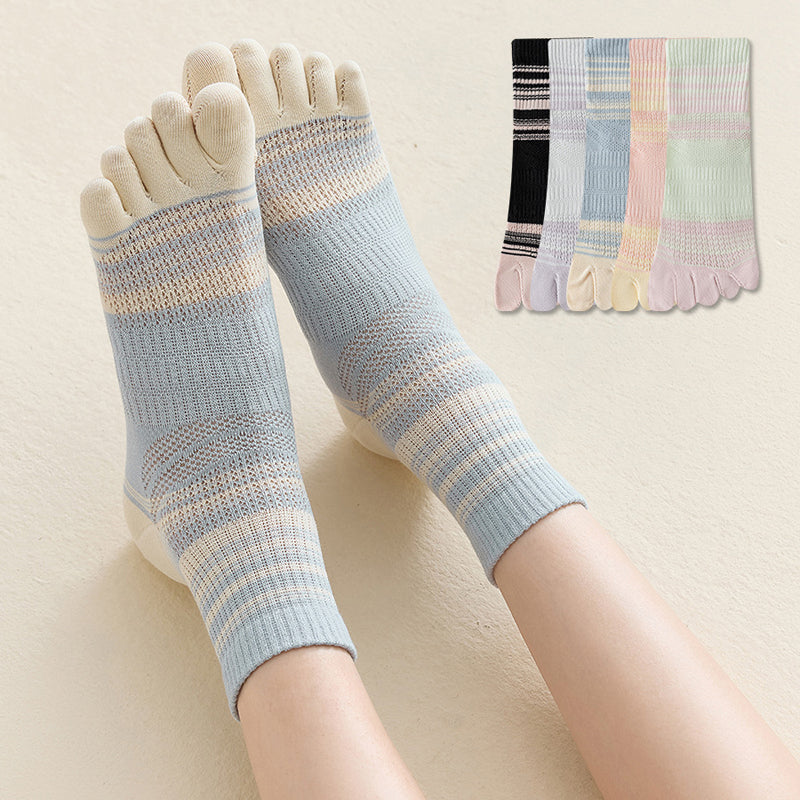 Chaussettes À Cinq Doigts Rayées Et Colorées