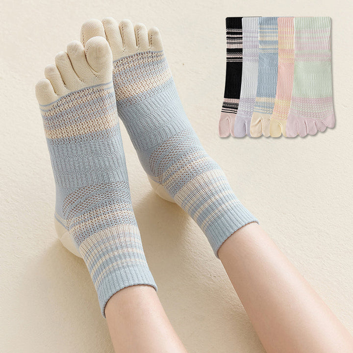 Chaussettes À Cinq Doigts Rayées Et Colorées