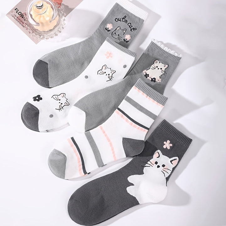 Lot De 5 Paires De Chaussettes À Imprimé Chat