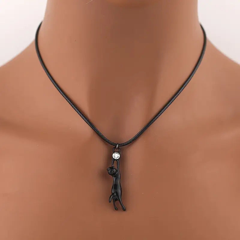 Collier Pendentif Chat Vintage