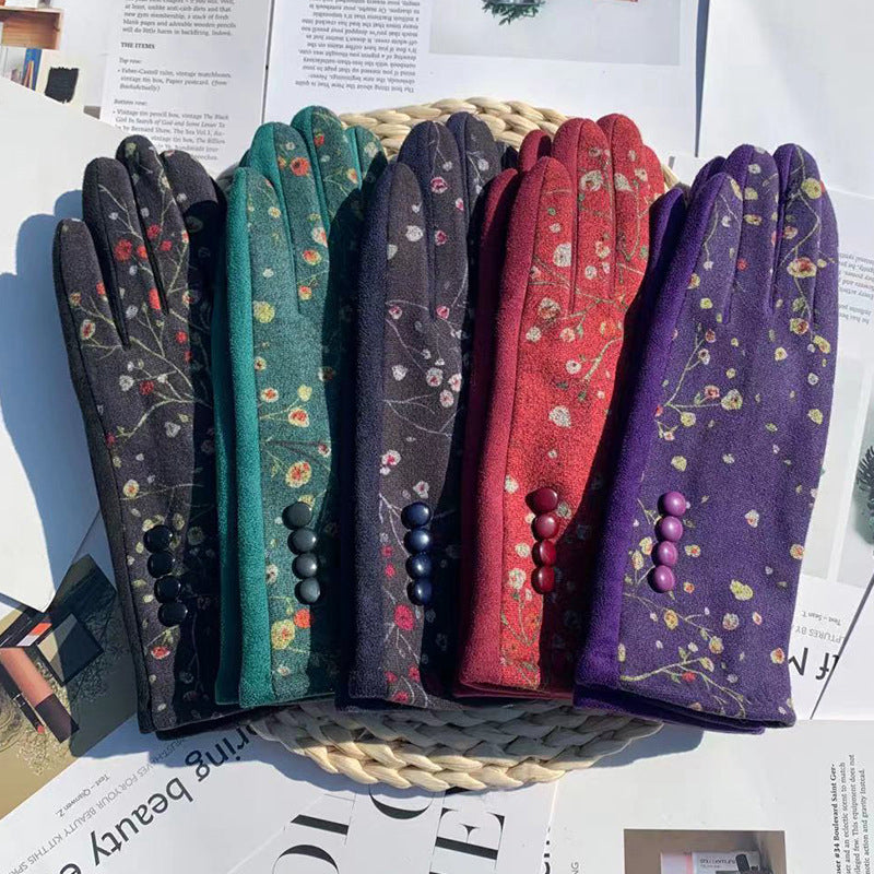 Gants Chauds À Imprimé Floral