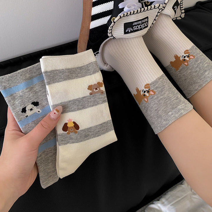 Chaussettes Décontractées À Imprimé Chiot