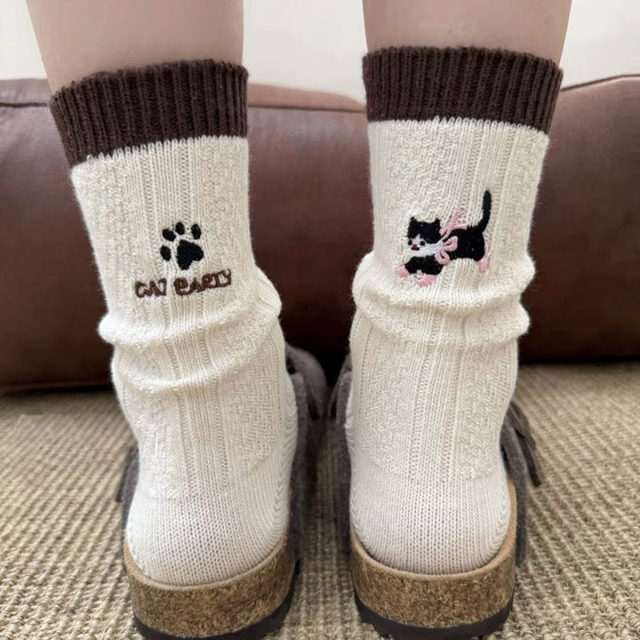 Chaussettes Décontractées À Motif Chat