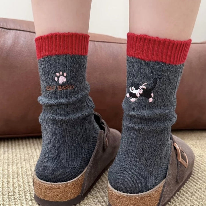 Chaussettes Décontractées À Motif Chat