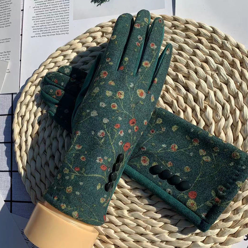 Gants Chauds À Imprimé Floral
