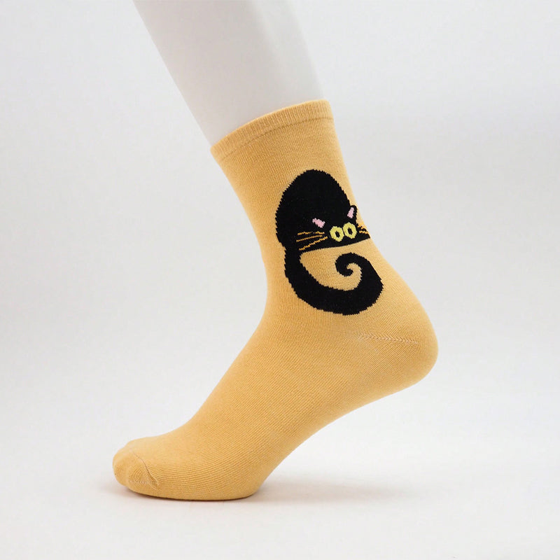 Chaussettes Décontractées À Imprimé Chat