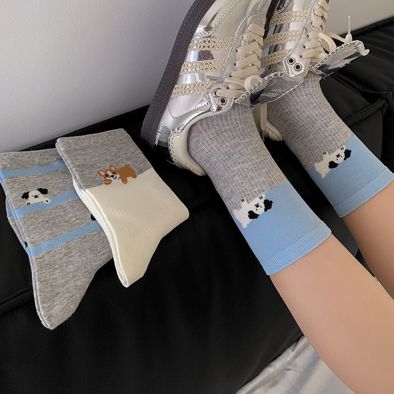 Chaussettes Décontractées À Imprimé Chiot