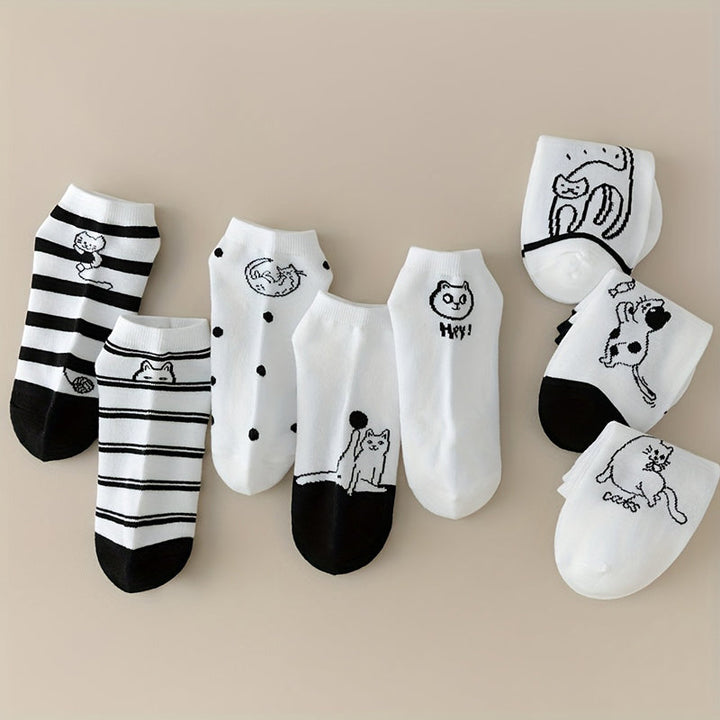 Lot De 4 Paires De Chaussettes À Imprimé Chat