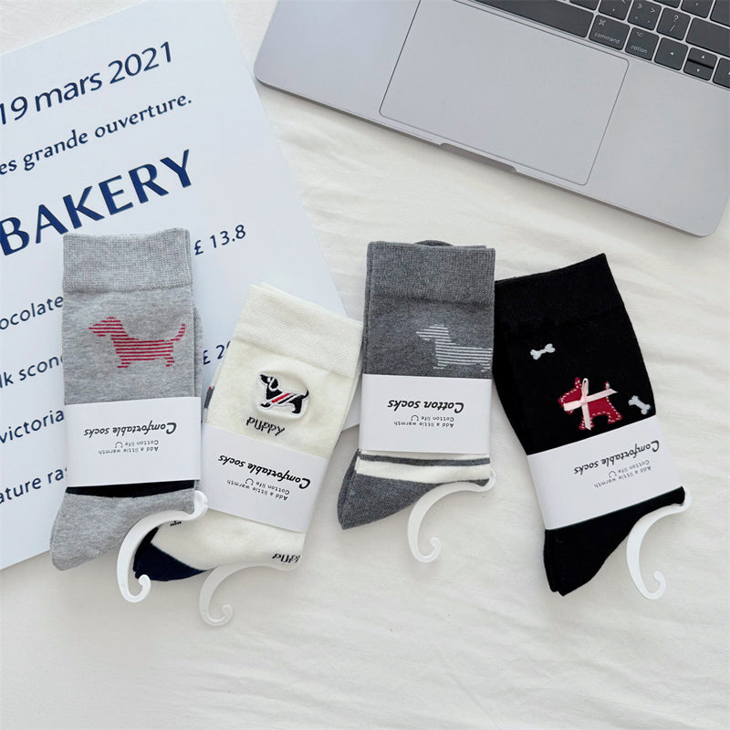 Chaussettes Décontractées À Imprimé Chiot