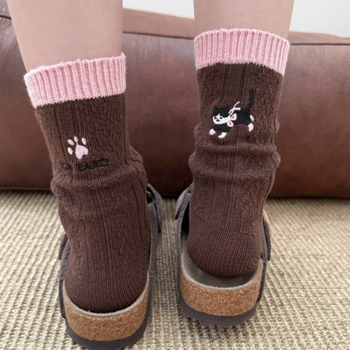 Chaussettes Décontractées À Motif Chat