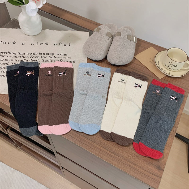 Chaussettes Décontractées À Motif Chat