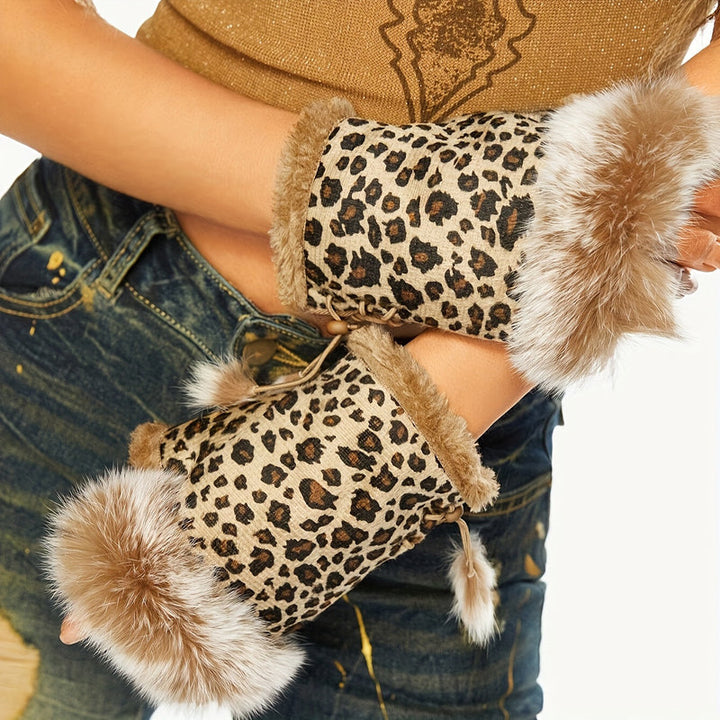 Gants Chauds À Imprimé Léopard