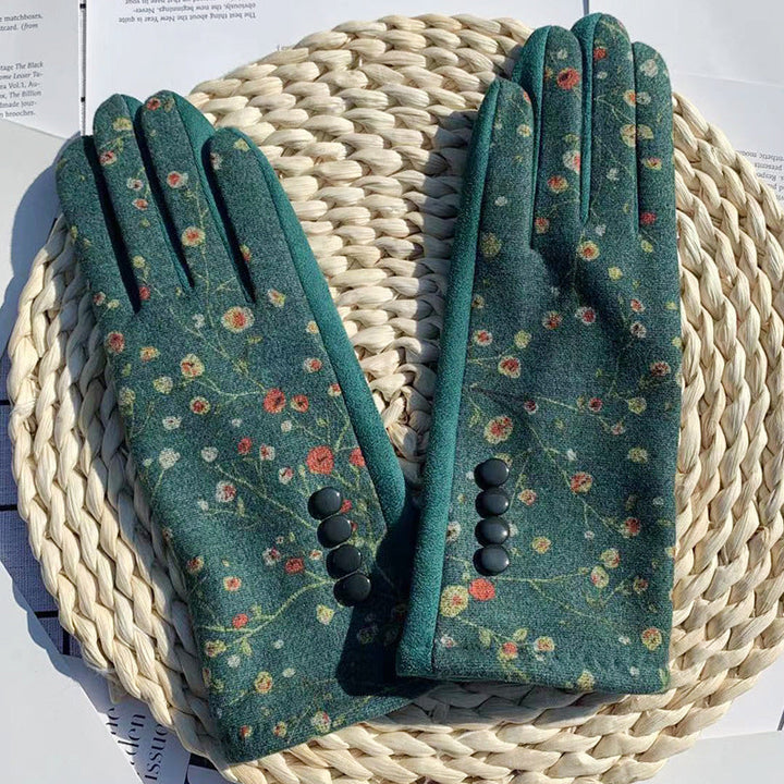 Gants Chauds À Imprimé Floral