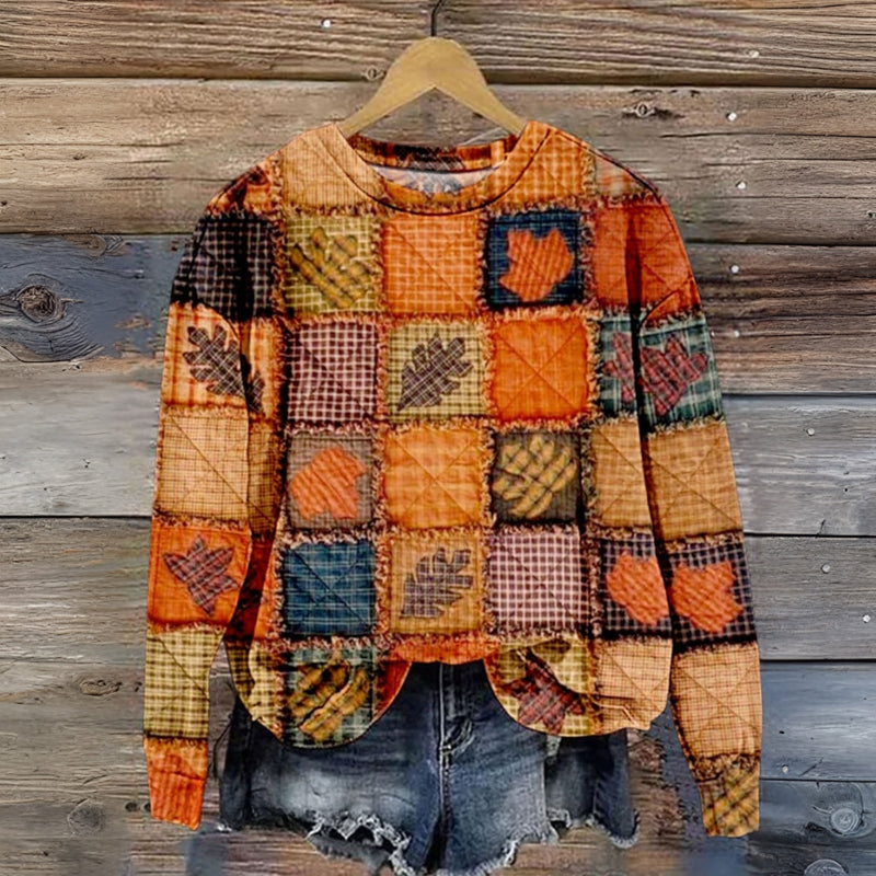 Sweat-Shirt Vintage À Imprimé Feuilles