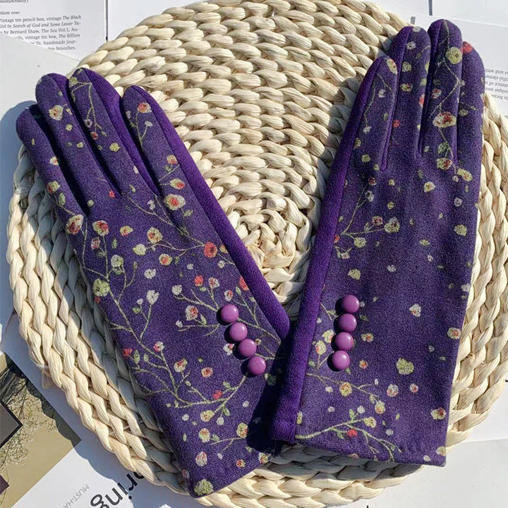 Gants Chauds À Imprimé Floral