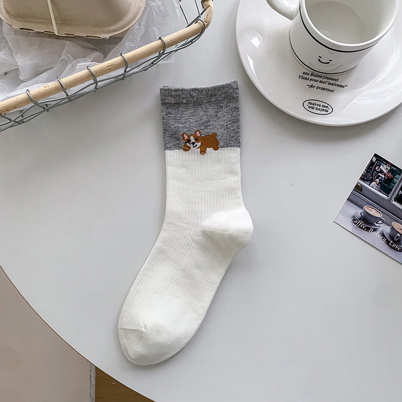 Chaussettes Décontractées À Imprimé Chiot