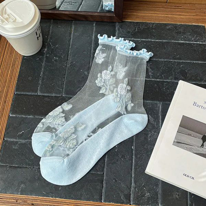 Chaussettes Respirantes Brodées De Fleurs