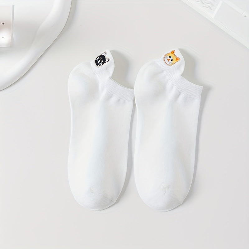 Chaussettes Décontractées À Broderie Chat