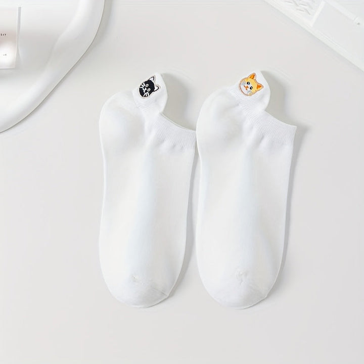 Chaussettes Décontractées À Broderie Chat