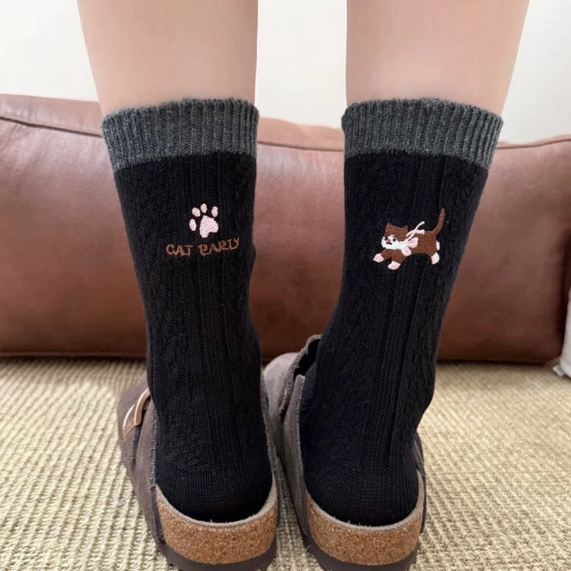 Chaussettes Décontractées À Motif Chat
