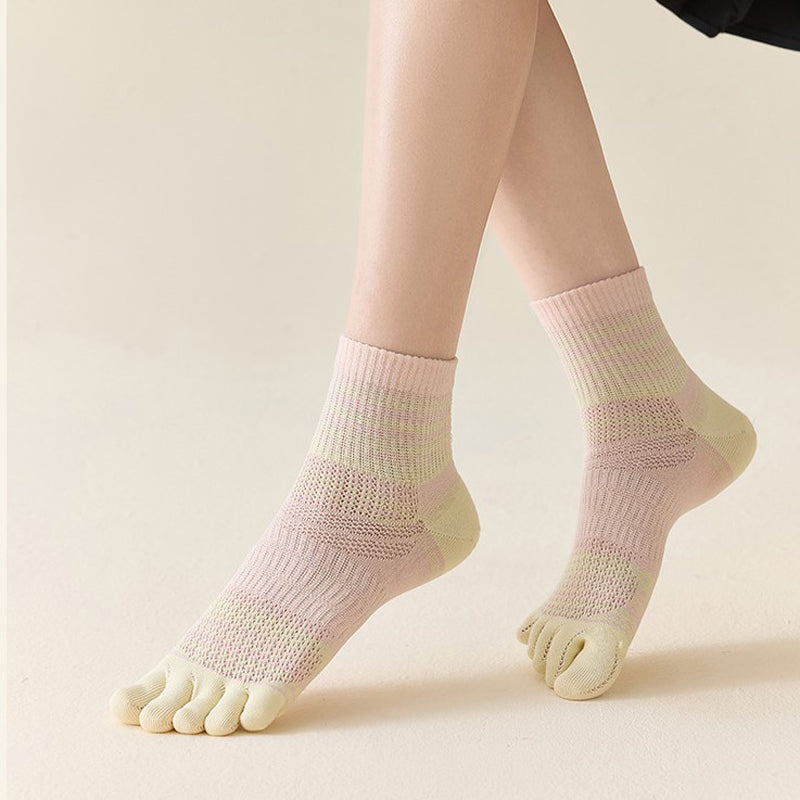 Chaussettes À Cinq Doigts Rayées Et Colorées