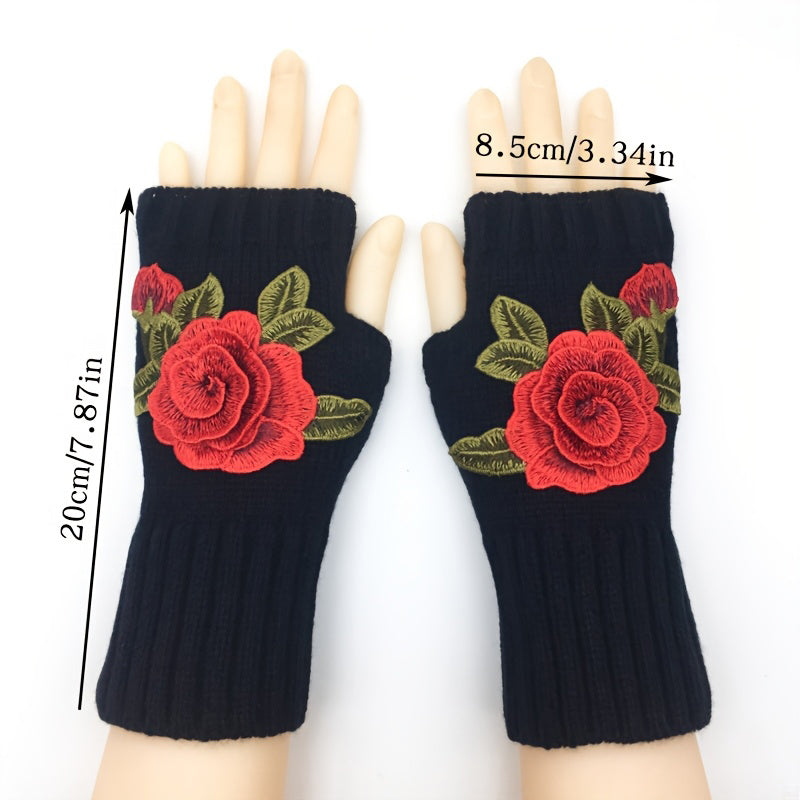 Gants Chauds À Fleurs