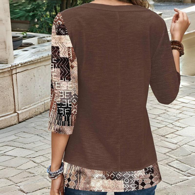 Blouse À Imprimé Ethnique Vintage