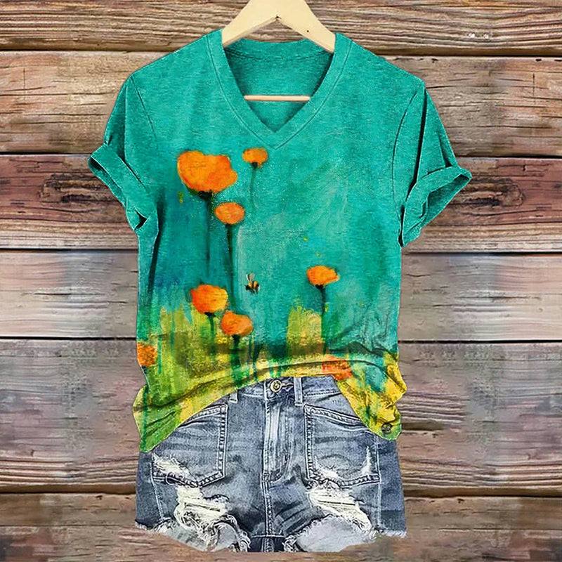 T-Shirt À Imprimé Floral Vintage