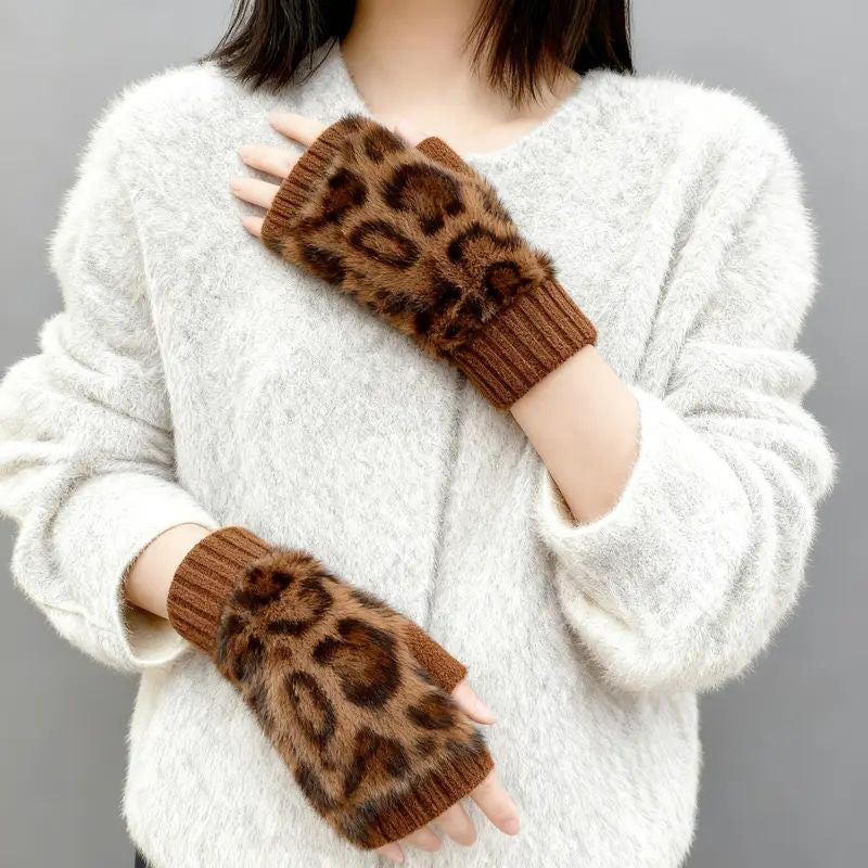 Gants Chauds À Imprimé Léopard