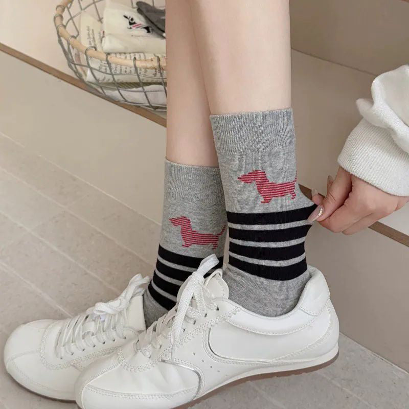 Chaussettes Décontractées À Imprimé Chiot