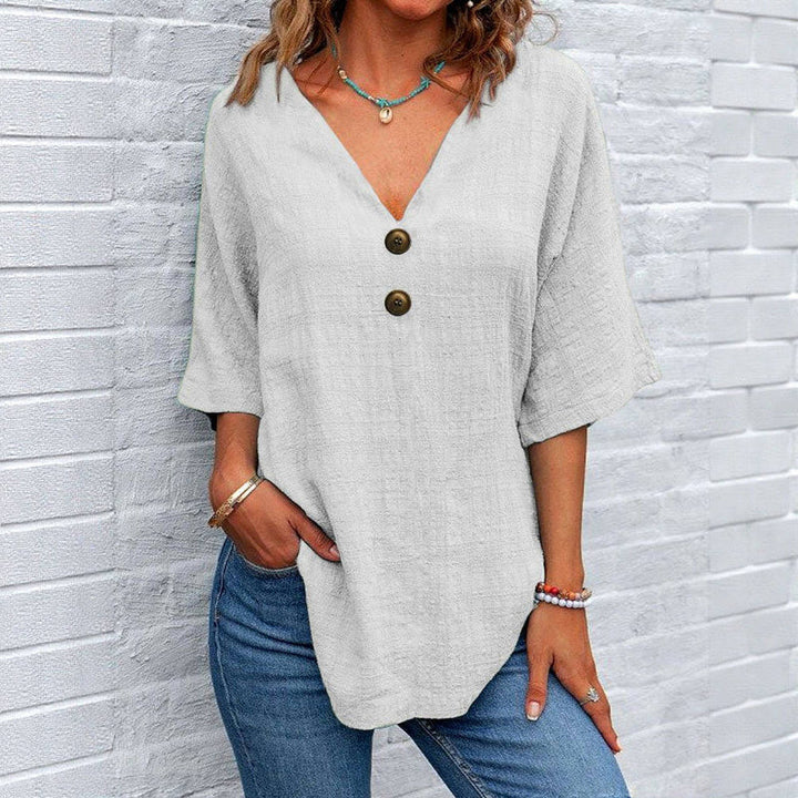 Blouse Décontractée De Couleur Unie