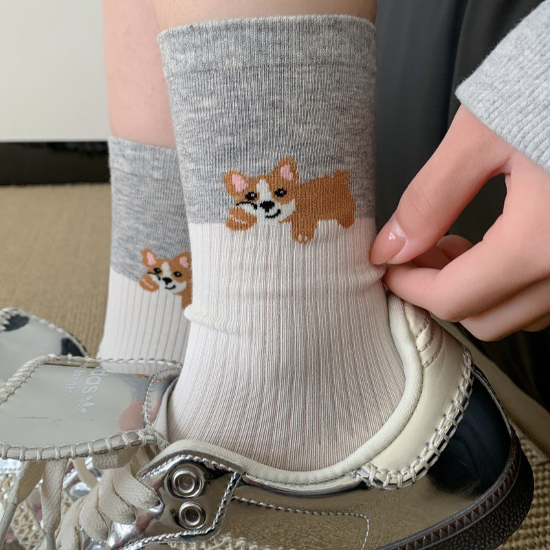 Chaussettes Décontractées À Imprimé Chiot