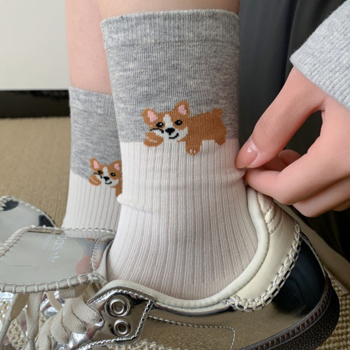 Chaussettes Décontractées À Imprimé Chiot